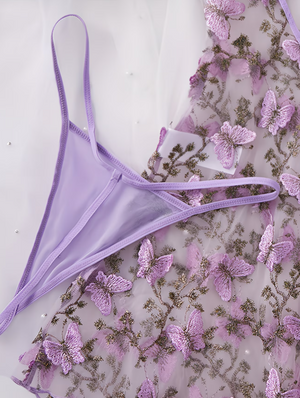 Butterfly Kiss – Dreamy Embroidered Camisole Babydoll Dress Set with Lace Details