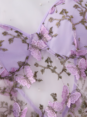Butterfly Kiss – Dreamy Embroidered Camisole Babydoll Dress Set with Lace Details