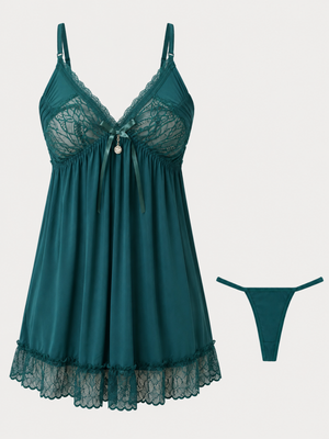 Peacock green malai modal lace babydoll dress online