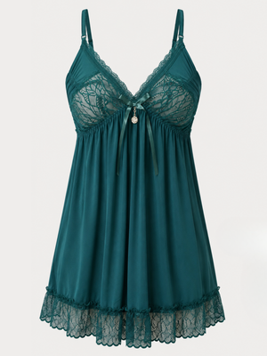 Peacock green malai modal lace babydoll dress online