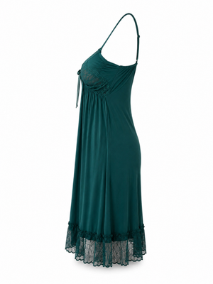 Peacock green malai modal lace babydoll dress online