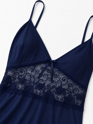 Silky black baby doll dress for honeymoon with slits